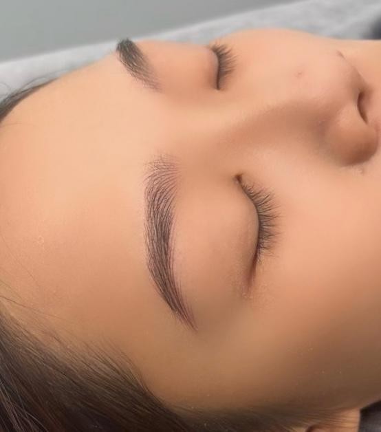 A finished brow after art makeup